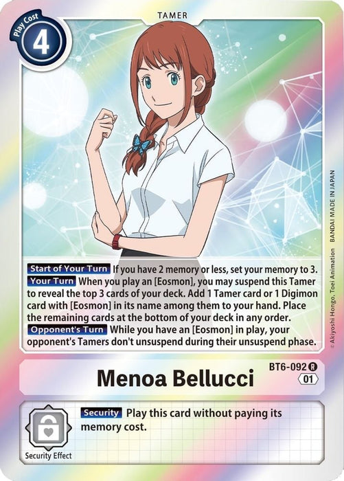 Menoa Bellucci (#BT6-092 R) (Double Diamond) Near Mint Foil 