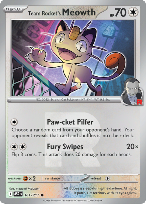 Team Rocket's Meowth (Team Rocket Pattern) (161/217) [Mega Evolution: Ascended Heroes]