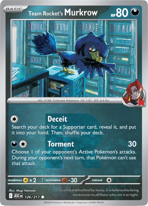 Team Rocket's Murkrow (Team Rocket Pattern) (126/217) [Mega Evolution: Ascended Heroes]