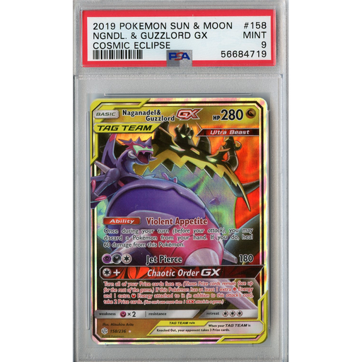 Naganadel & Guzzlord GX (158/236) - Cosmic Eclipse [PSA 9] 