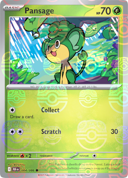 Pansage (004/086) (Master Ball Pattern) [Scarlet & Violet: Black Bolt] 