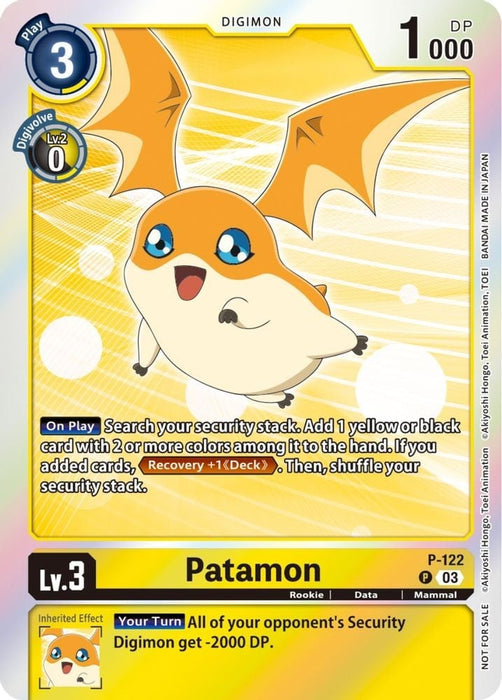 Patamon - P-122 (Tamer Party Pack -The Beginning- Ver. 2.0) (#P-122 P) (Digimon Promotion Cards) 