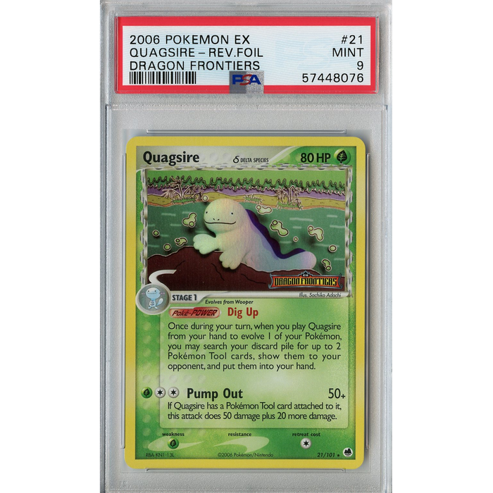 Quagsire Delta Species (21/101) - Reverse Holo Rare - Dragon Frontiers [PSA 9] 