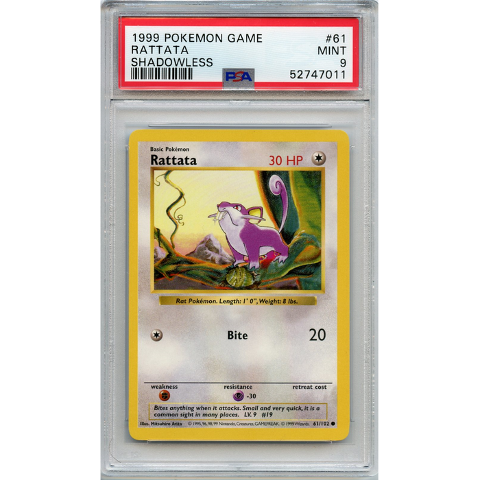 Rattata (61/102) - Common (Shadowless) - Base Set [PSA 9] 