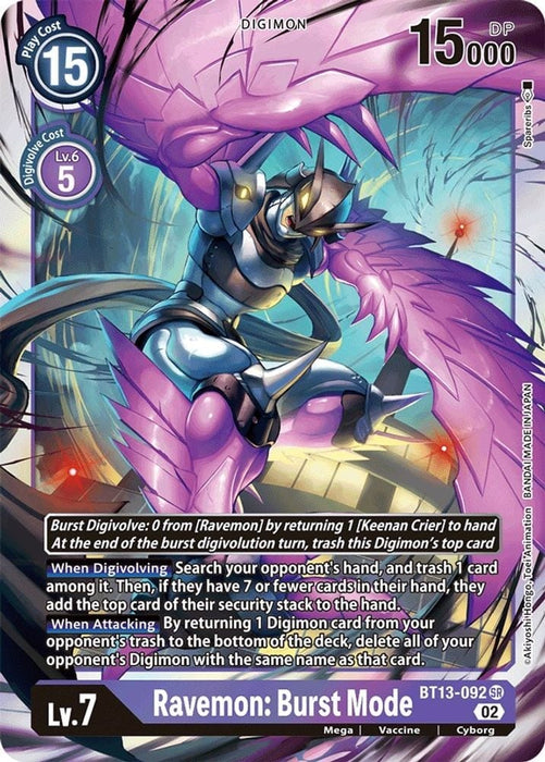 Ravemon: Burst Mode (#BT13-092 SR) (Versus Royal Knights) Near Mint Foil 
