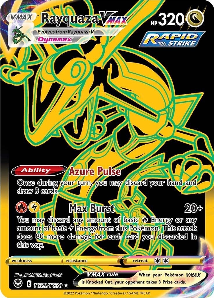 Rayquaza VMAX TG20/TG30 Rapid Strike Shiny Alternative Full Art - Myboost X  Epée et Bouclier 12 Tempête Argentée - Box of 10 Pokemon French Cards