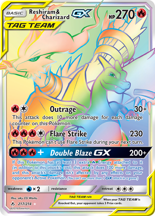 Reshiram & Charizard GX (217/214) [Sun & Moon: Unbroken Bonds] 