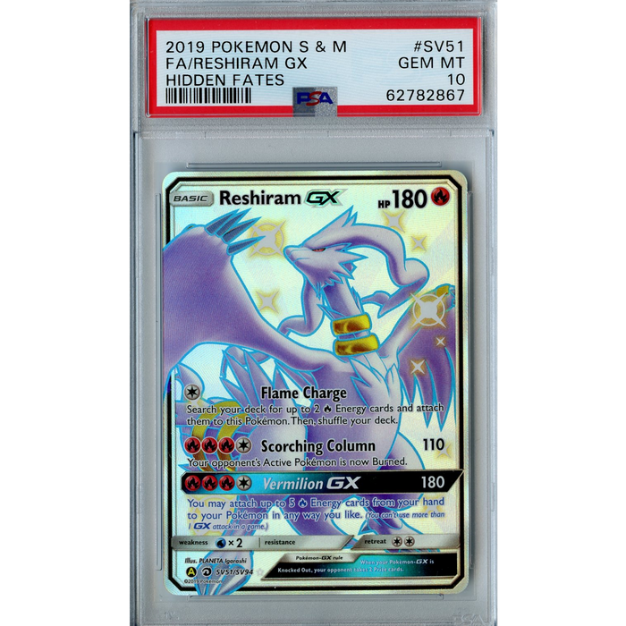 Reshiram GX (SV51/SV94) - Full Art - Hidden Fates [PSA 10] 