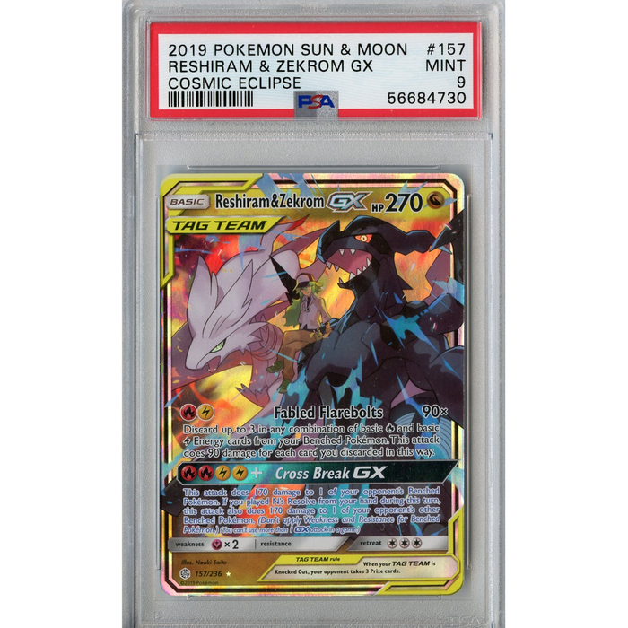 Reshiram & Zekrom GX (157/236) - Ultra Rare - Cosmic Eclipse [PSA 9] 