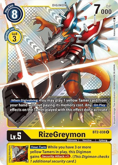 RizeGreymon - BT2-038 (Premium Pack Set 01) (#BT2-038 R) (Release Special Booster 1.5) Near Mint Foil 