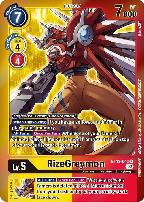 RizeGreymon Tamer Party Special (#BT12-042 R) (Across Time) Near Mint Foil 