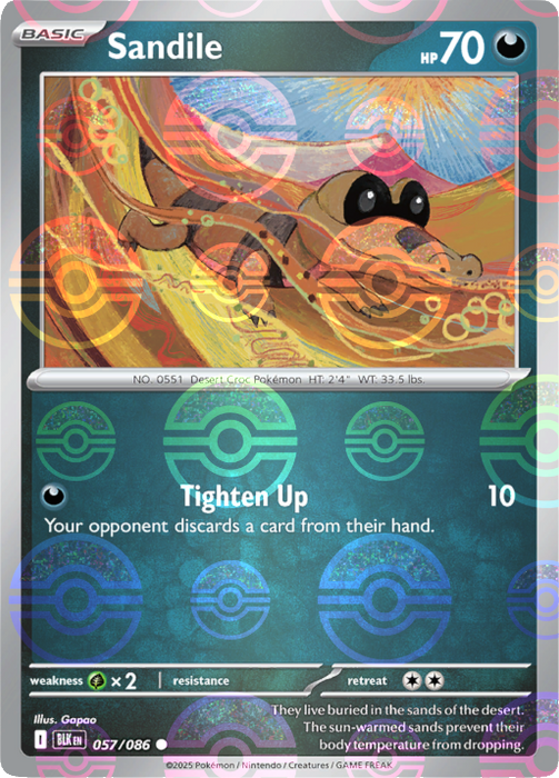 Sandile (057/086) (Poke Ball Pattern) [Scarlet & Violet: Black Bolt] 