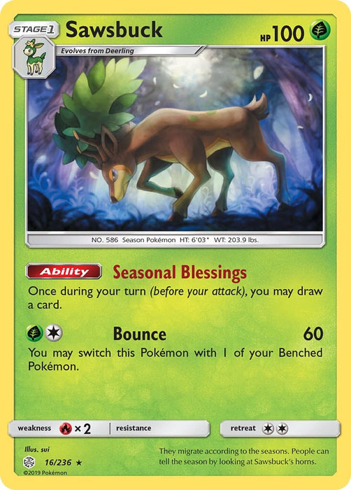 Sawsbuck - 16/236 (Prerelease Kit Exclusive) [Deck Exclusives] 
