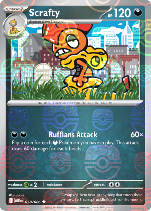 Scrafty (058/086) (Master Ball Pattern) [Scarlet & Violet: White Flare] 