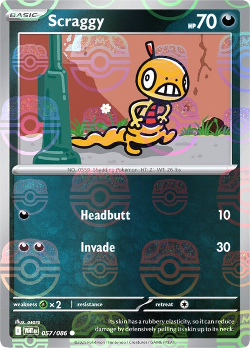 Scraggy (057/086) (Master Ball Pattern) [Scarlet & Violet: White Flare] 