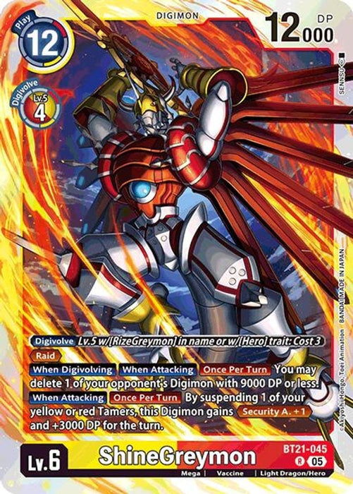 ShineGreymon (#BT21-045 R) (World Convergence) Near Mint Foil 