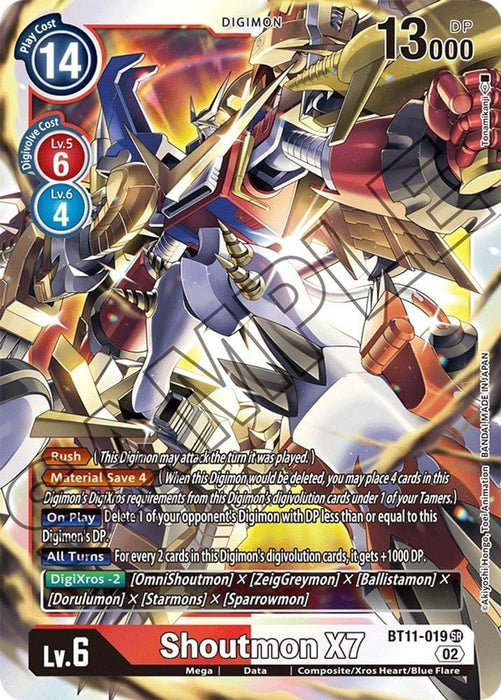Shoutmon X7 (#BT11-019 SR) (Dimensional Phase) Near Mint Foil 