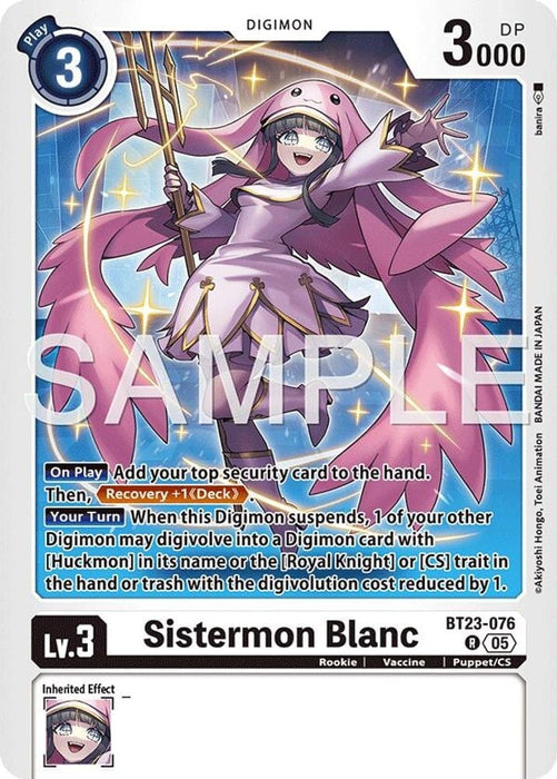 Sistermon Blanc (#BT23-076 R) (Hackers' Slumber) Near Mint Foil 