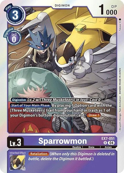 Sparrowmon (#EX7-051 R) (Digimon LIBERATOR) Near Mint Foil 