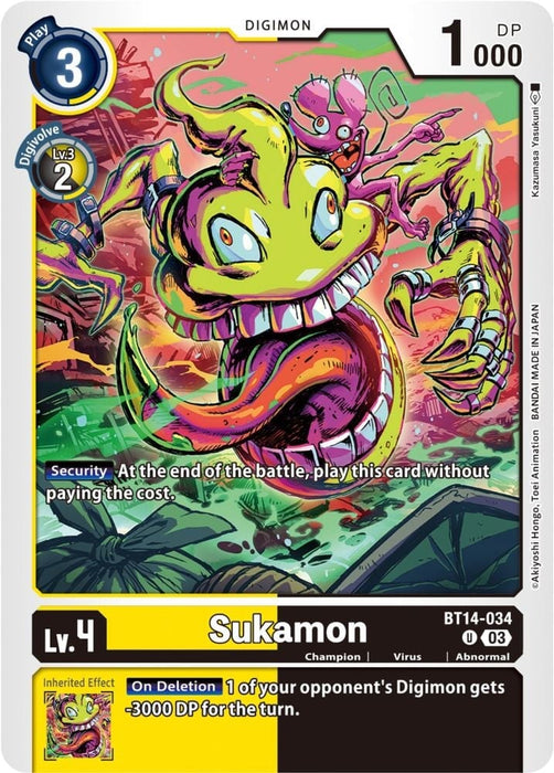Sukamon (#BT14-034 U) (Blast Ace) Near Mint 