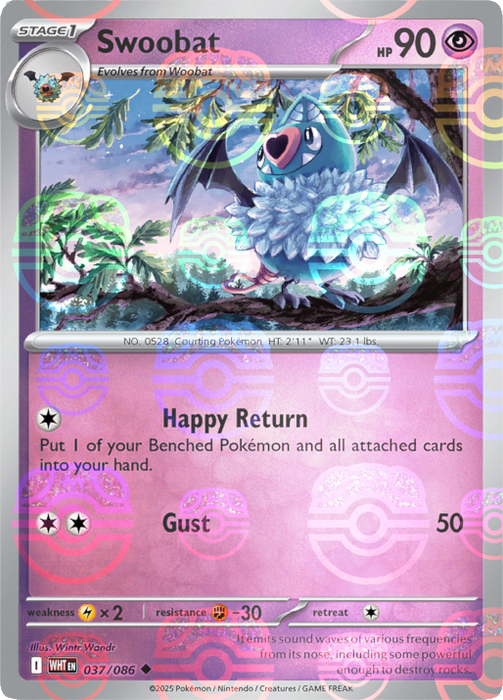 Swoobat (037/086) (Master Ball Pattern) [Scarlet & Violet: White Flare] 