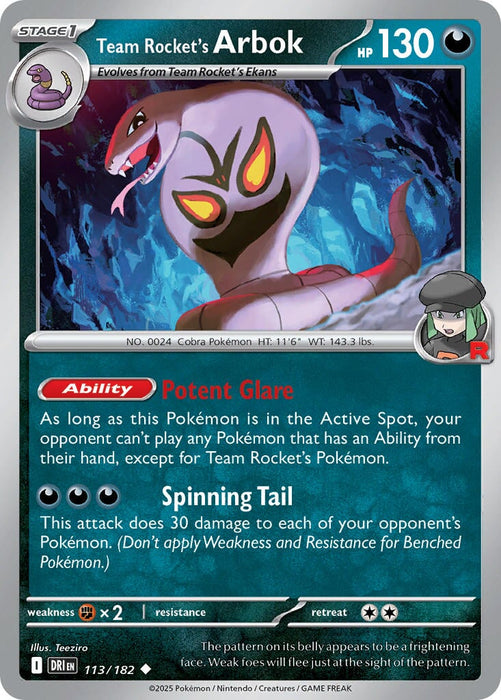 Team Rocket's Arbok (113/182) [Scarlet & Violet: Destined Rivals] 