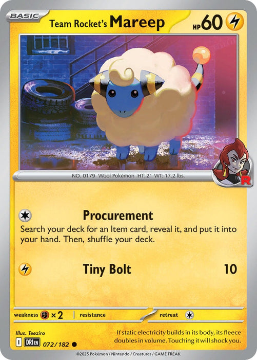 Team Rocket's Mareep (072/182) [Scarlet & Violet: Destined Rivals] 