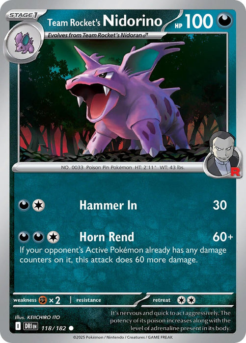 Team Rocket's Nidorino (118/182) [Scarlet & Violet: Destined Rivals] 