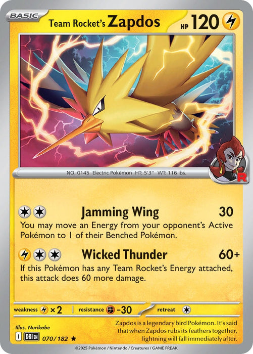 Team Rocket's Zapdos (070/182) [Scarlet & Violet: Destined Rivals] 