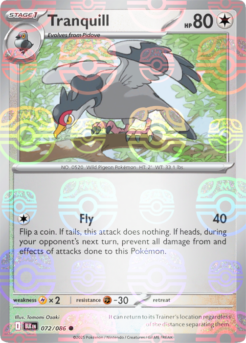 Tranquill (072/086) (Master Ball Pattern) [Scarlet & Violet: Black Bolt] 