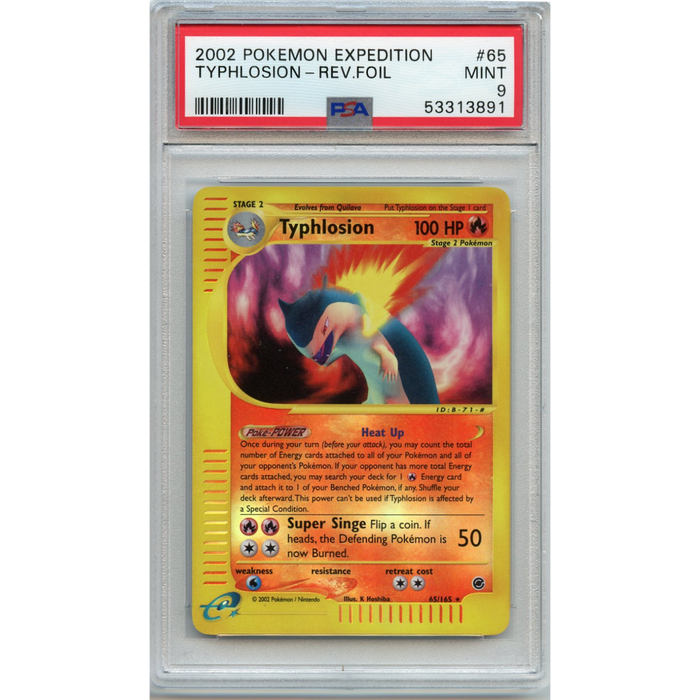 Typhlosion (65/165) - Reverse Holo Rare - Expedition [PSA 9] 