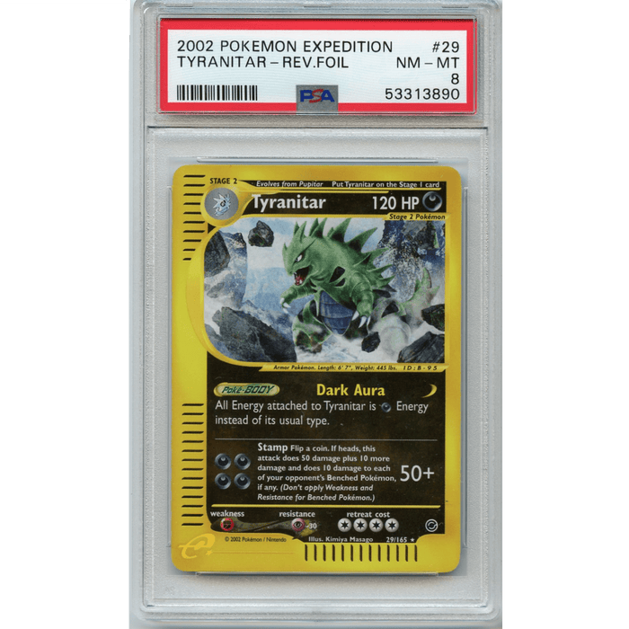 Tyranitar (29/165) - Reverse Holo Rare - Expedition [PSA 8] 