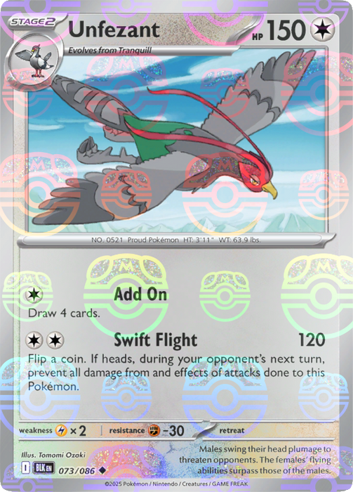 Unfezant (073/086) (Master Ball Pattern) [Scarlet & Violet: Black Bolt] 