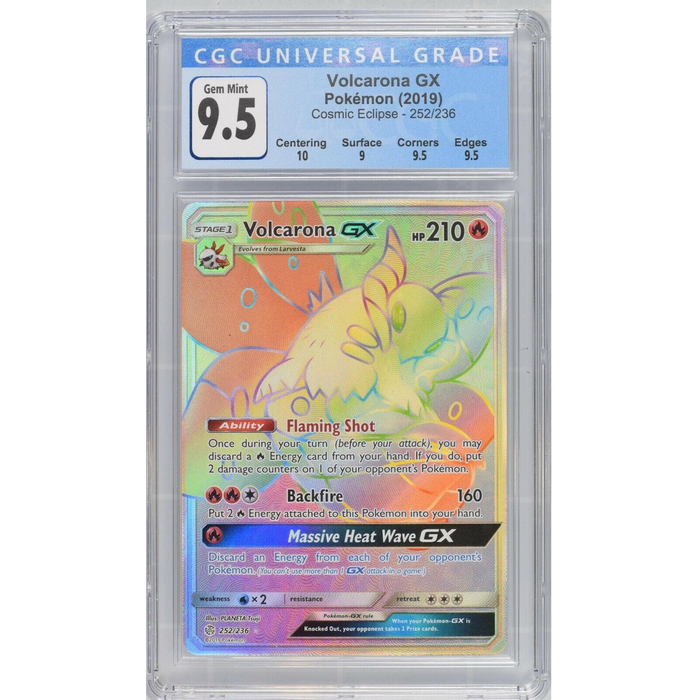 Volcarona GX (252/236) - Rainbow Rare - Cosmic Eclipse [CGC 9.5] 