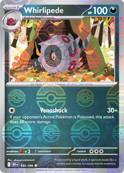 Whirlipede (055/086) (Poke Ball Pattern) [Scarlet & Violet: Black Bolt] 