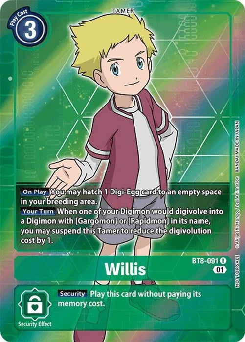 Willis (Box Topper) (#BT8-091 R) (New Awakening) Near Mint Foil 