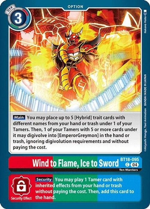 Wind to Flame, Ice to Sword (#BT18-095 C) (Release Special Booster 2.0) Near Mint 