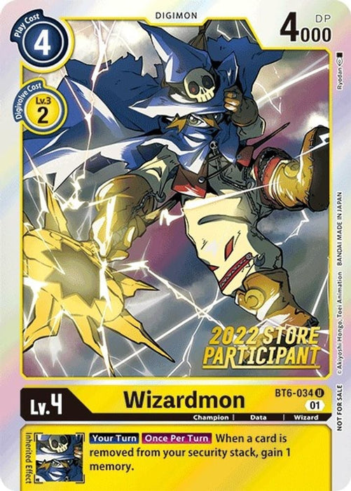Wizardmon (2022 Store Participant) (#BT6-034 U) (Double Diamond) Near Mint Foil 
