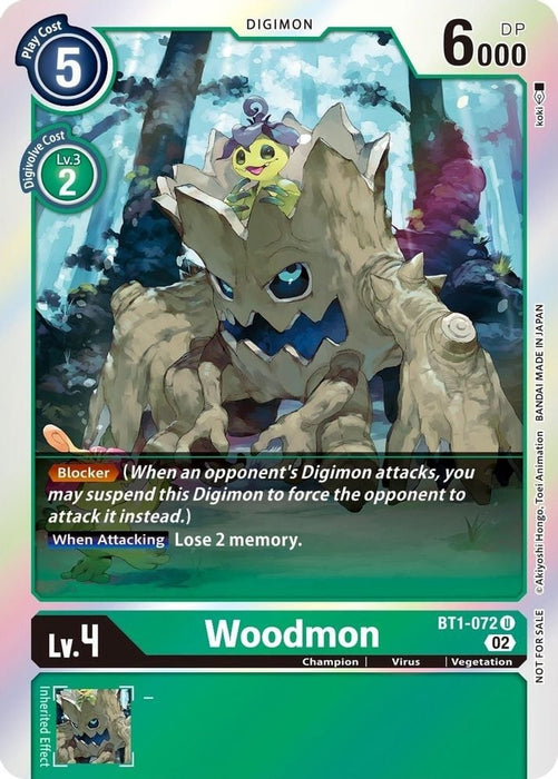 Woodmon (Official Tournament Pack Vol. 6) (#BT1-072 U) (Release Special Booster 1.0) Near Mint Foil 