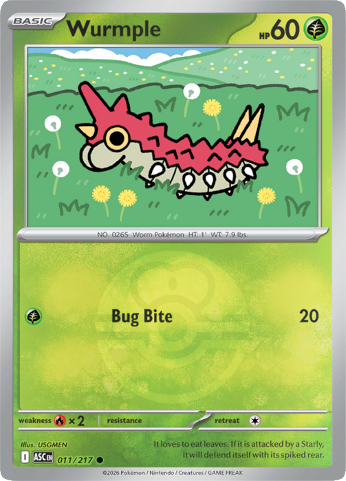 Wurmple (Love Ball) (011/217) [Mega Evolution: Ascended Heroes]