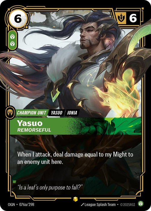 Yasuo - Remorseful (Alternate Art) (076a/298) 