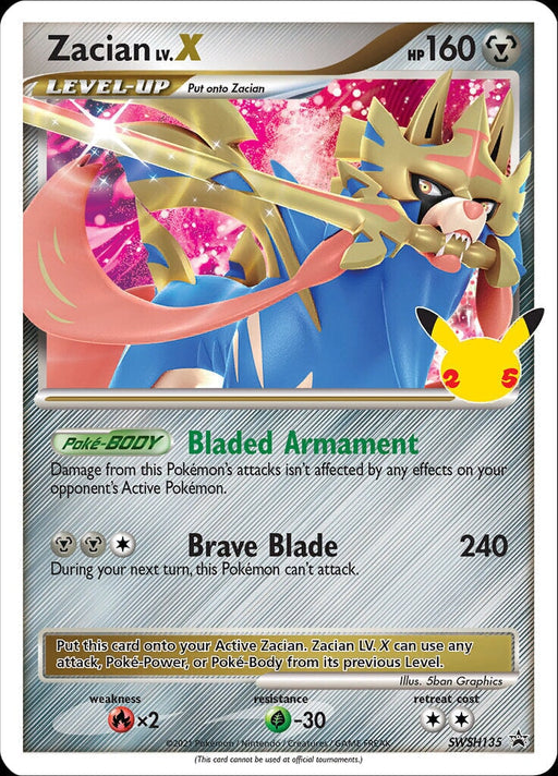Zacian LV.X (SWSH135) (Celebrations) [Sword & Shield: Black Star Promos] 