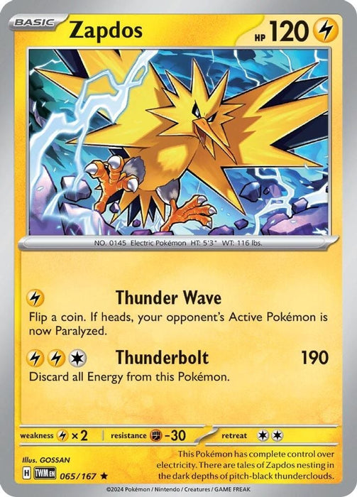 Zapdos (#065/167) (SV06: Twilight Masquerade) 
