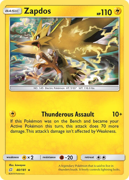 Zapdos (40/181) (Theme Deck Exclusive) [Sun & Moon: Team Up] 