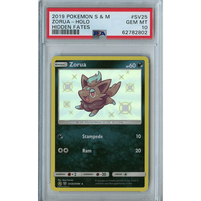 Zorua (SV25/SV94) - Holo Rare - Hidden Fates [PSA 10] 